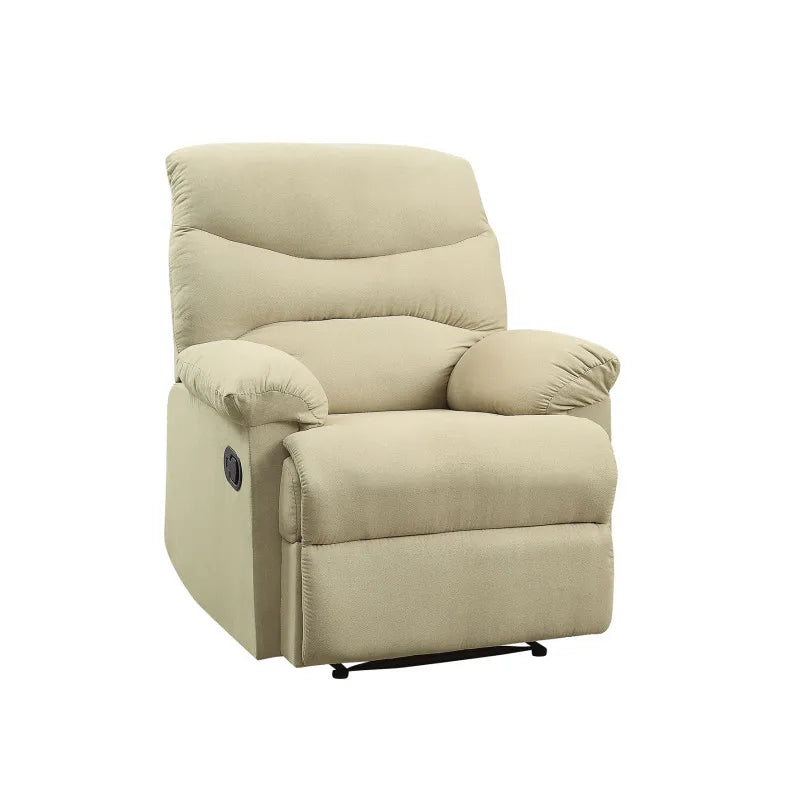 Beige Recliner with Pillow Top Armrest