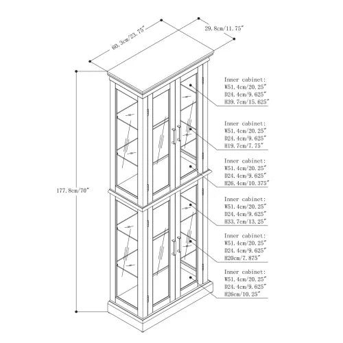 Lighted Cabinet with Adjustable Shelves and Mirrored Back Panel